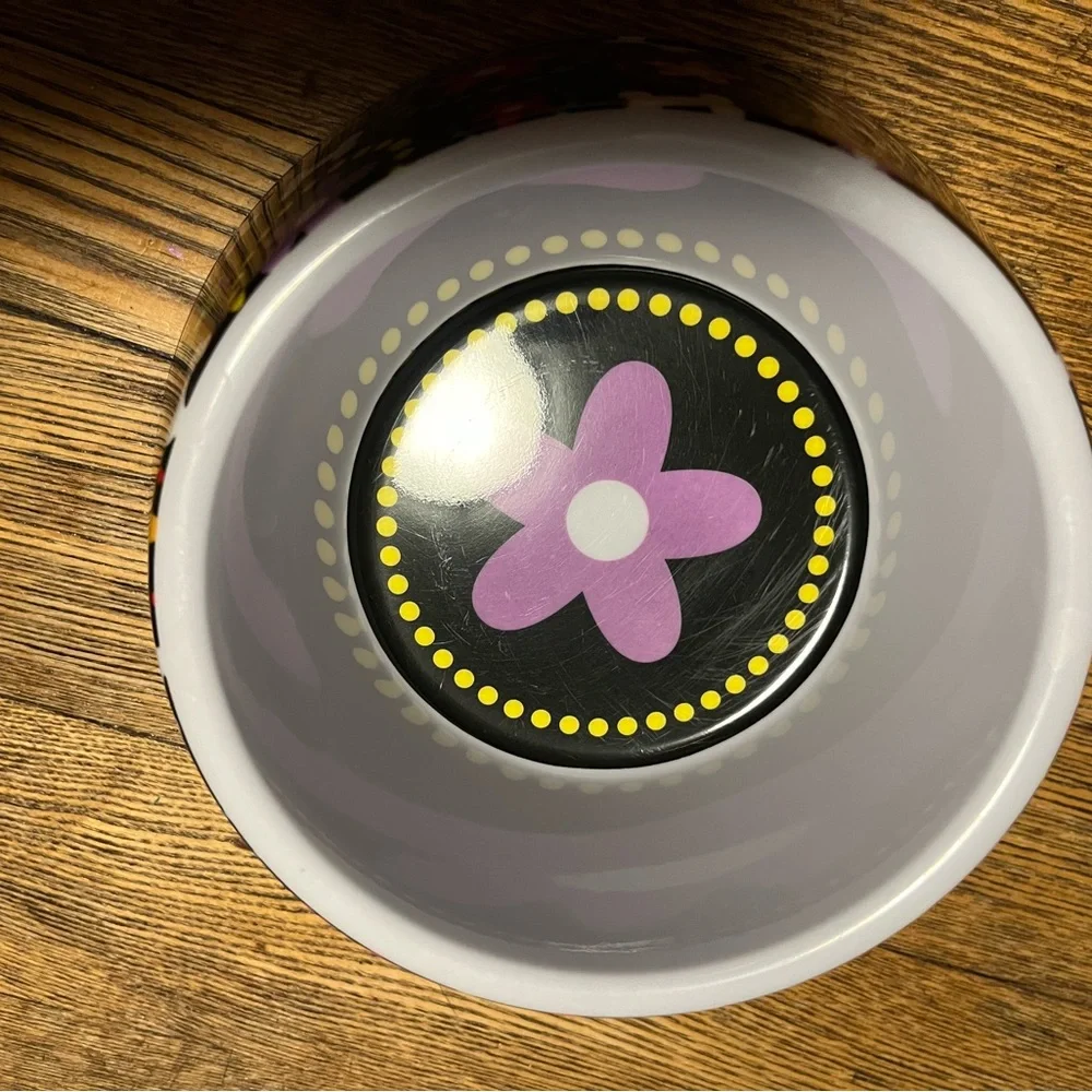 PLASTIC FLORAL DOG/ CAT BOWL